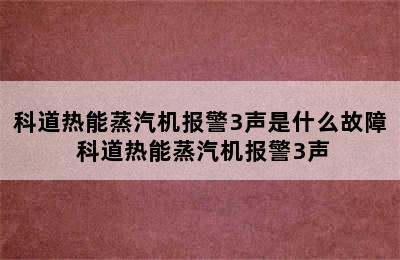 科道热能蒸汽机报警3声是什么故障 科道热能蒸汽机报警3声